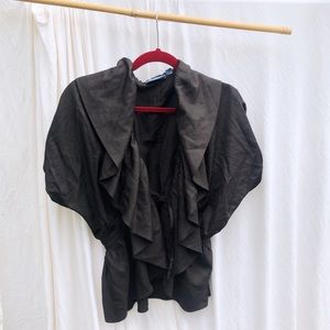 Black Vera wang raffle cape vest